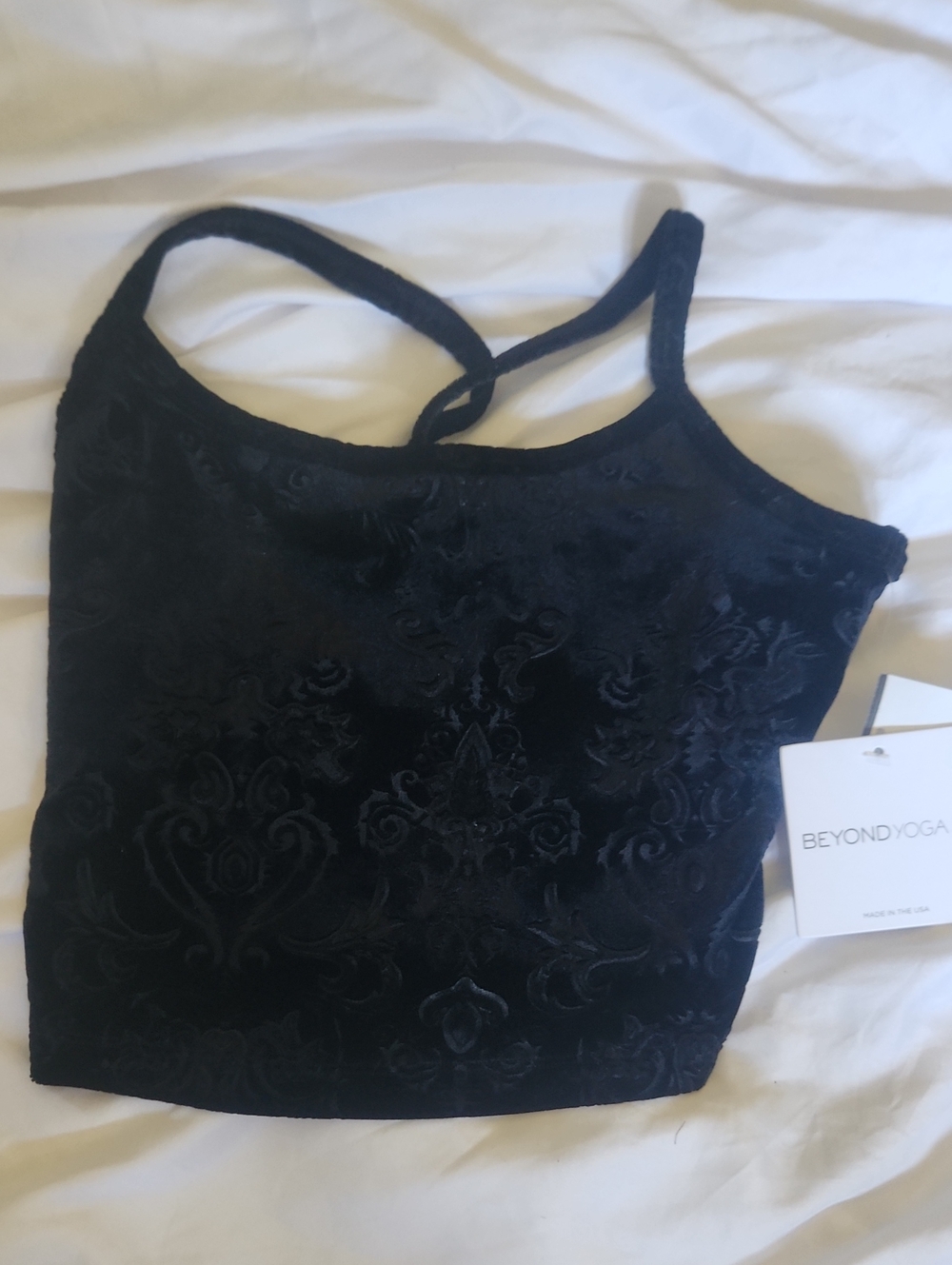 NWT Beyond Yoga Baroque Embossed Velvet Cropped Tank Top Small
